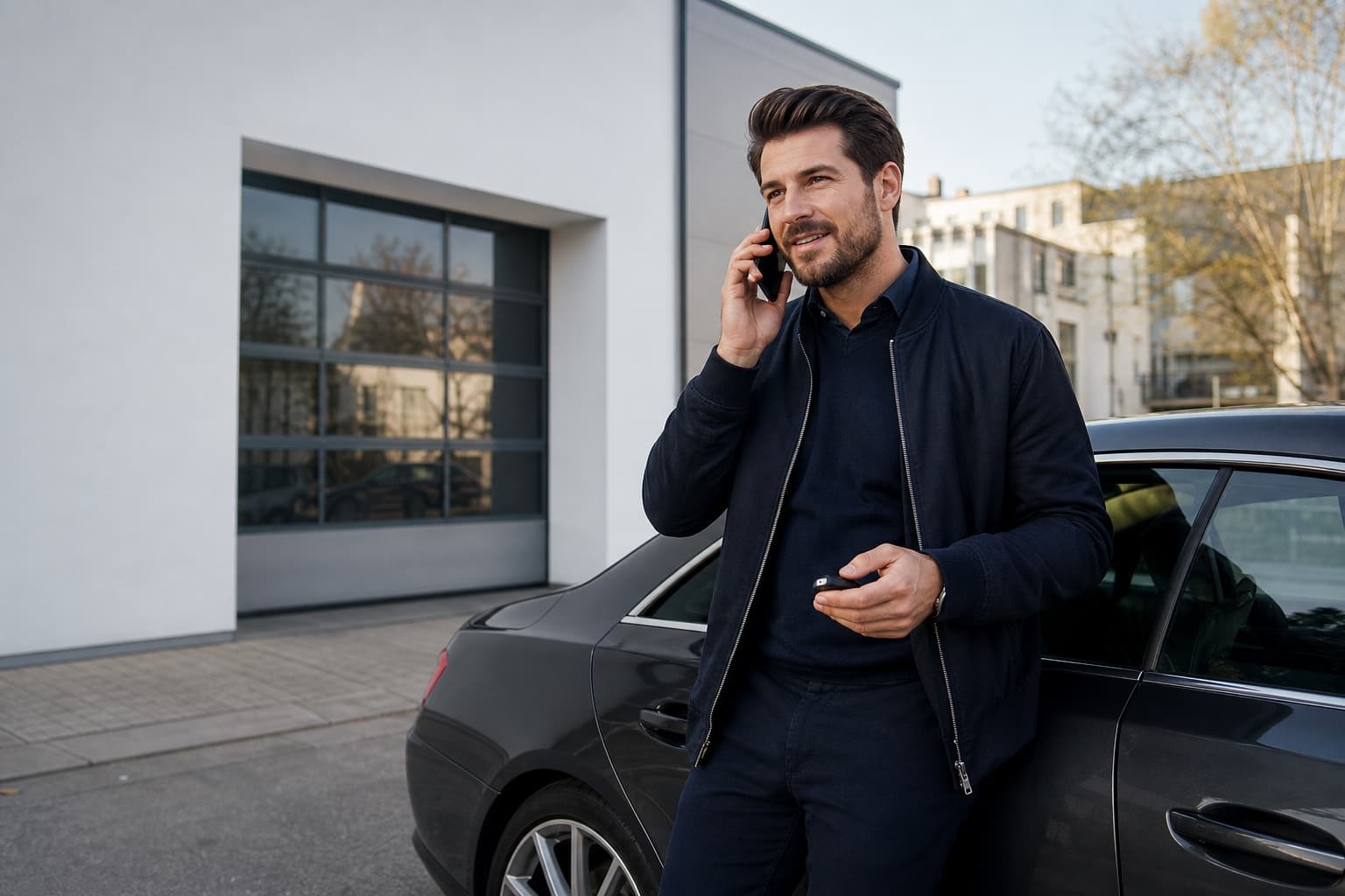 Persönlicher telefonischer Kontakt bei einem Fahrzeug